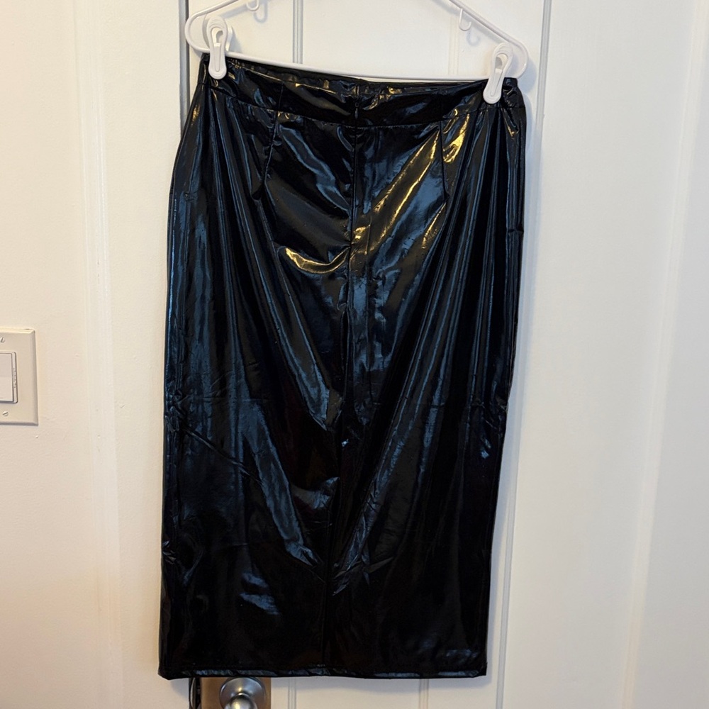 SHEIN Black Vinyl Pencil Skirt SZ Large